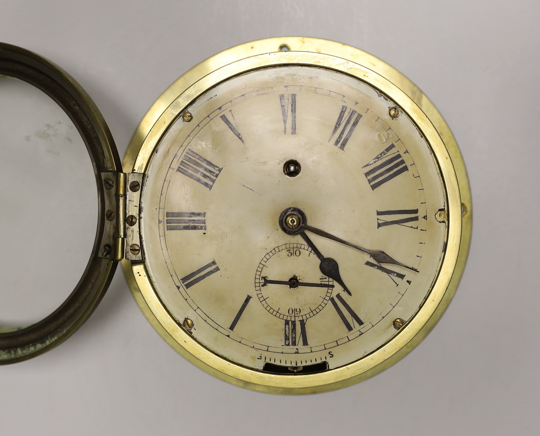 A brass fusee ship's clock